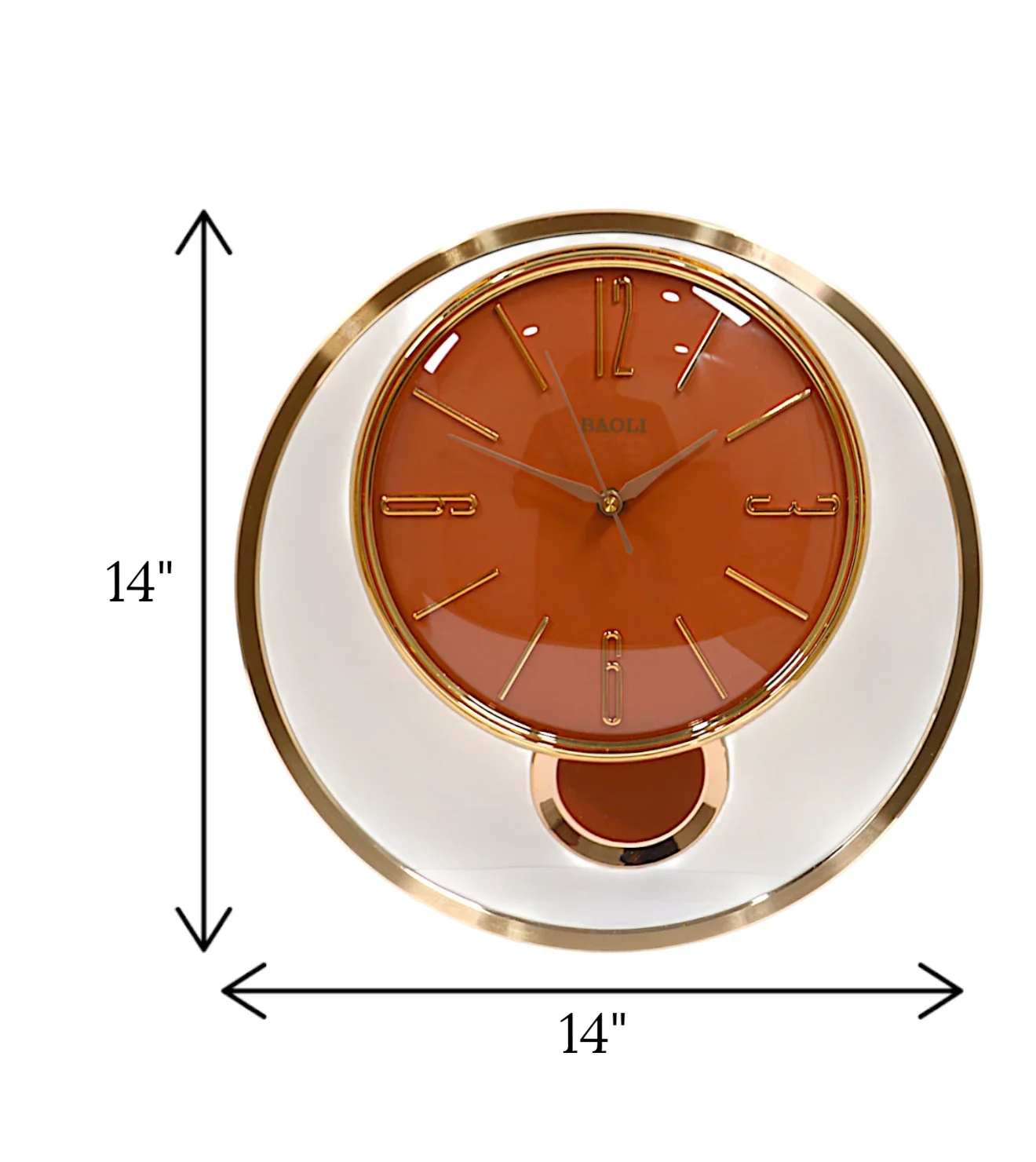 wall clock gold orange with pendulum china - Image 2