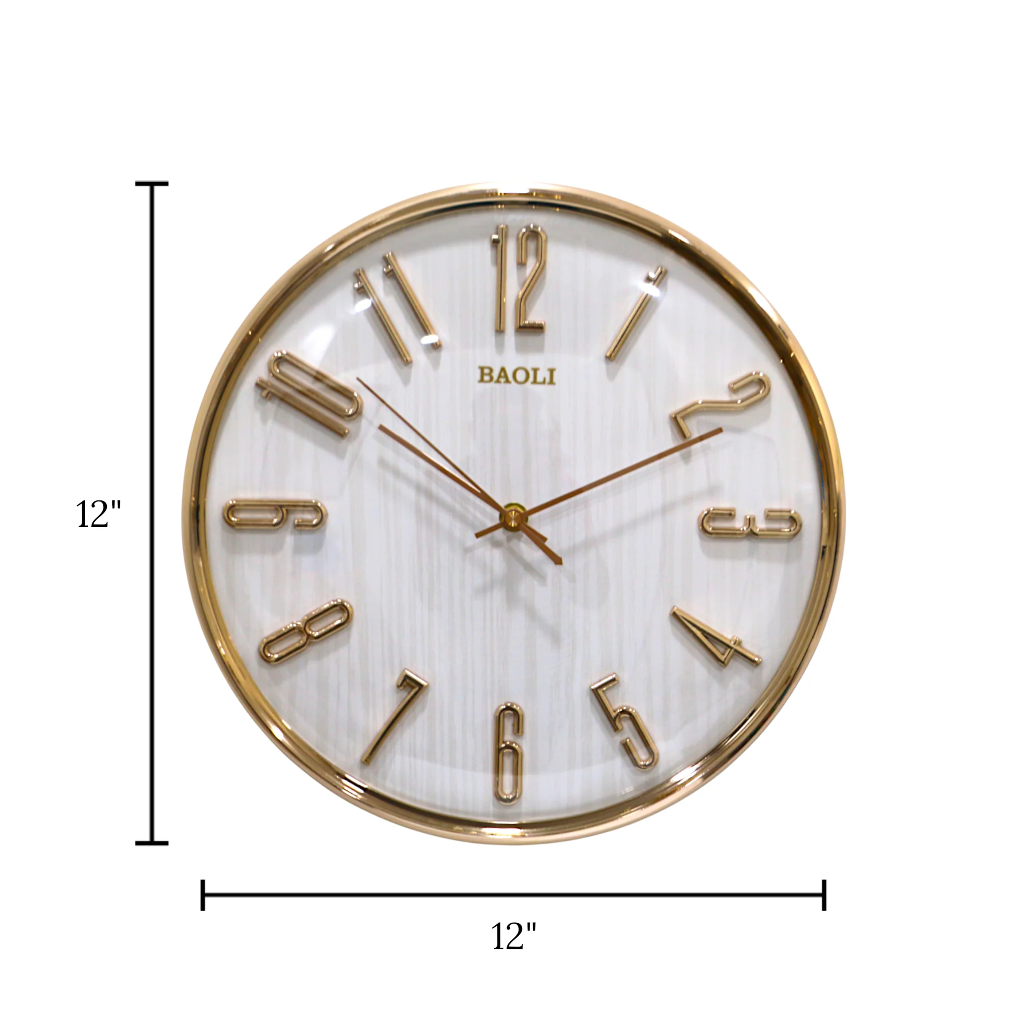 wall clock gold & white 12.3" china - Image 2