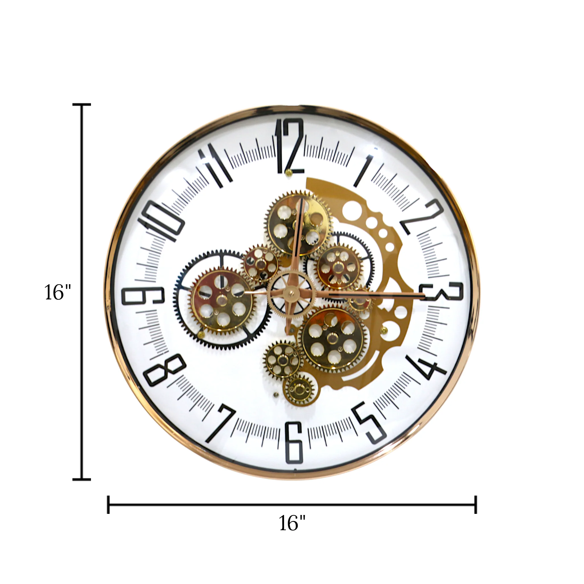 wall clock golden & white china 16"x16" - Image 2
