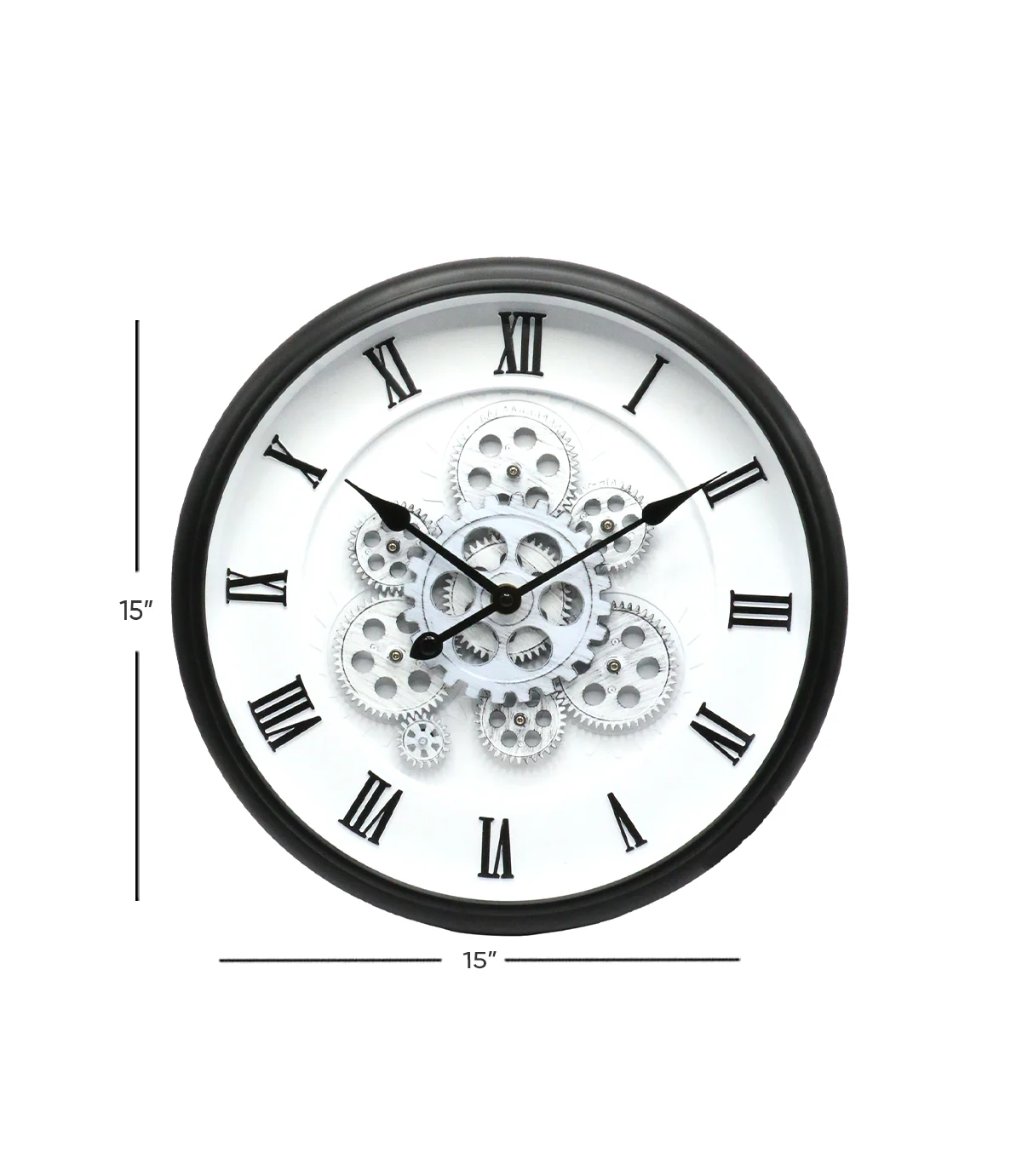 wall clock moving gear white & black 15'' china - Image 2