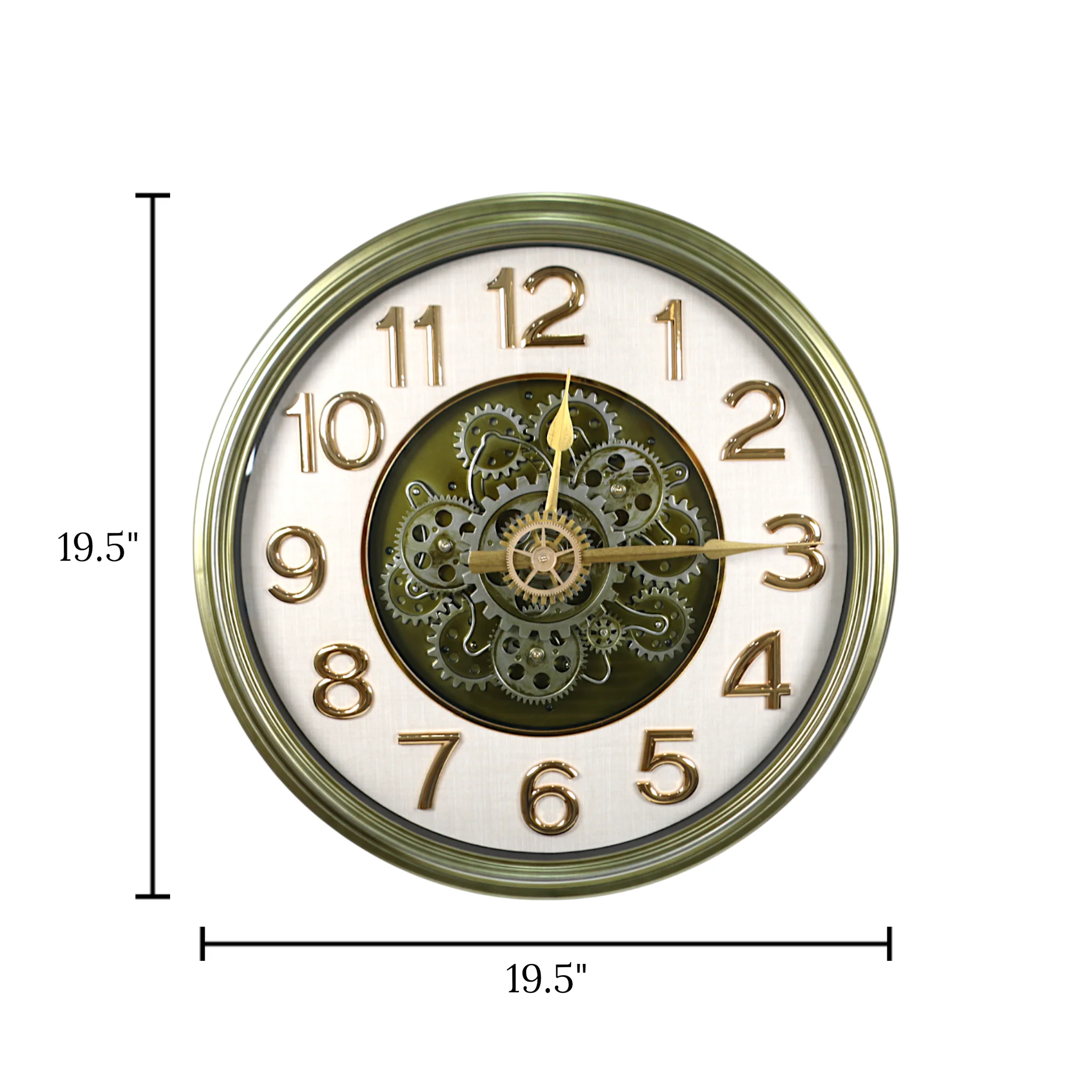 wall clock moving gear antique green china 19.5"x19.5" - Image 2
