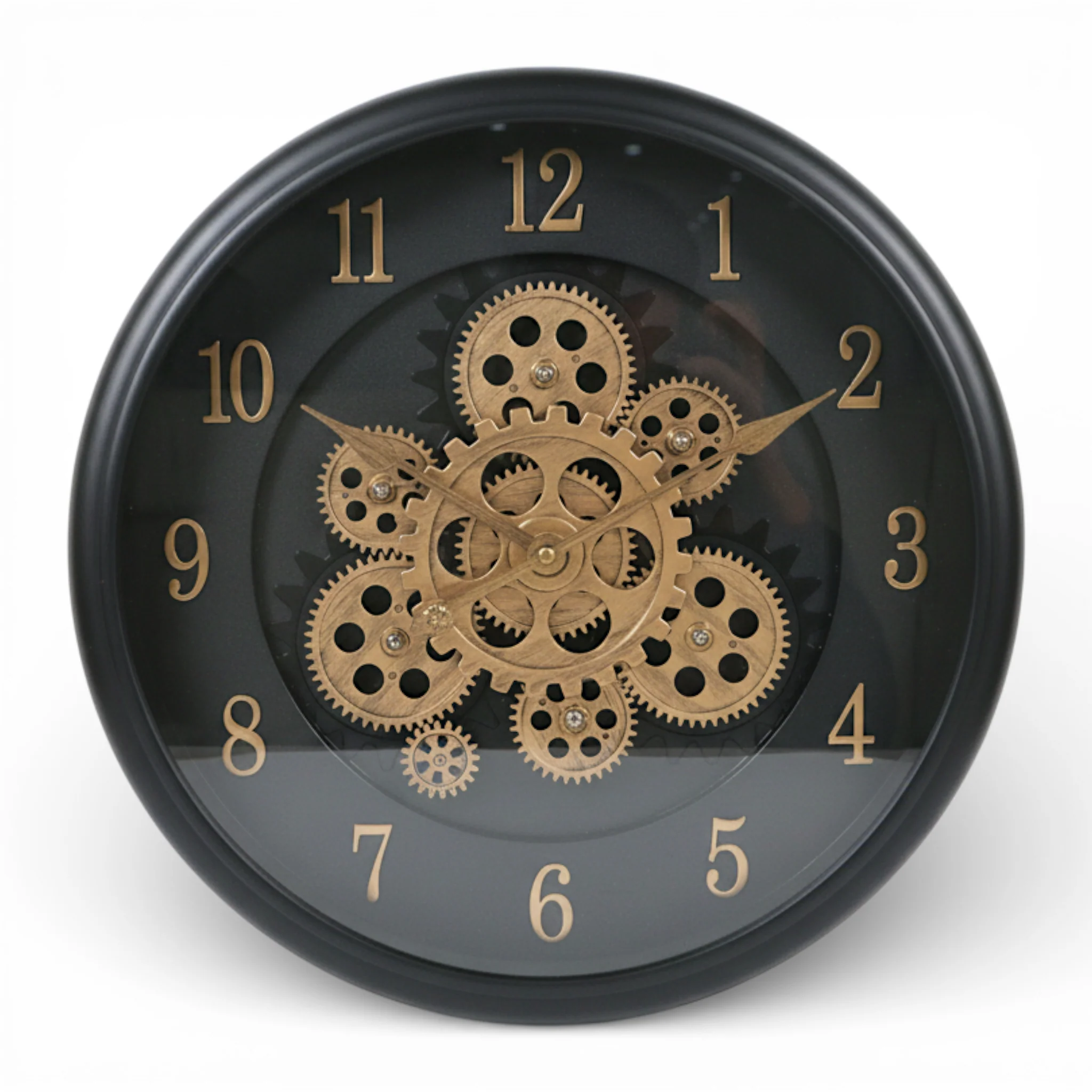 wall clock moving gear black 15''x15" china