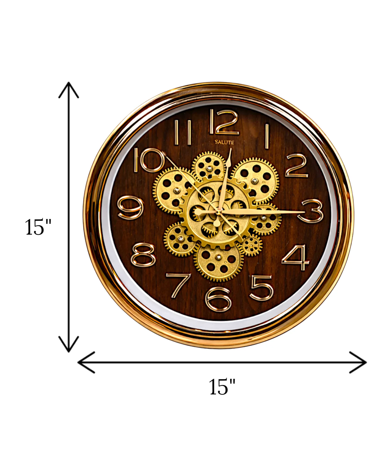 wall clock moving gear brown & golden china 15"x15" - Image 2