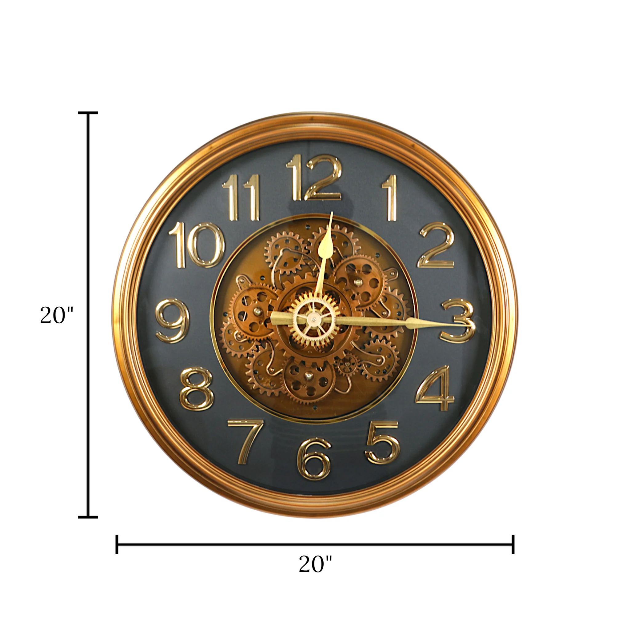 wall clock moving gear copper & black china 20"x20" - Image 2