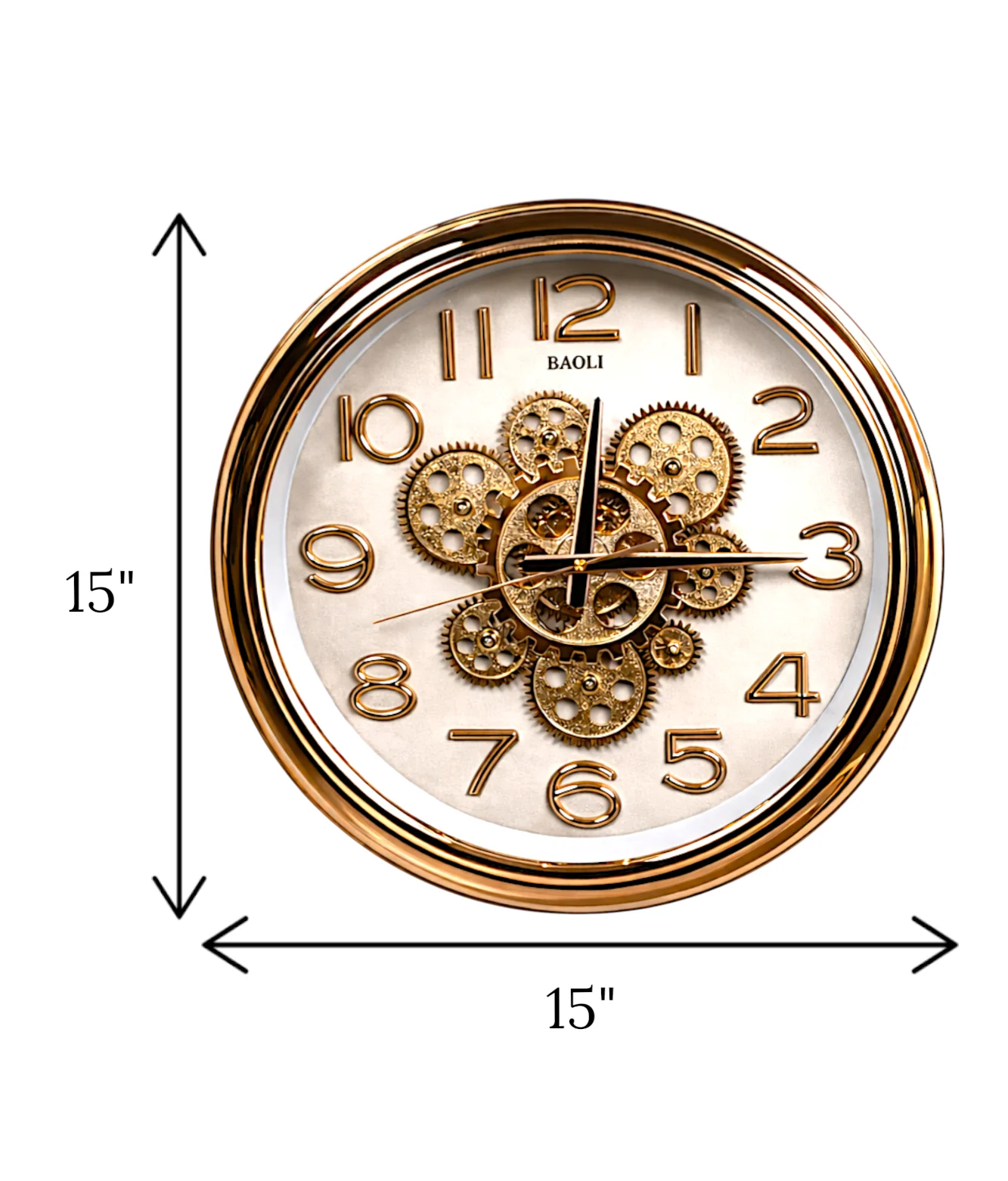 wall clock moving gear grey & golden china 15"x15" - Image 2
