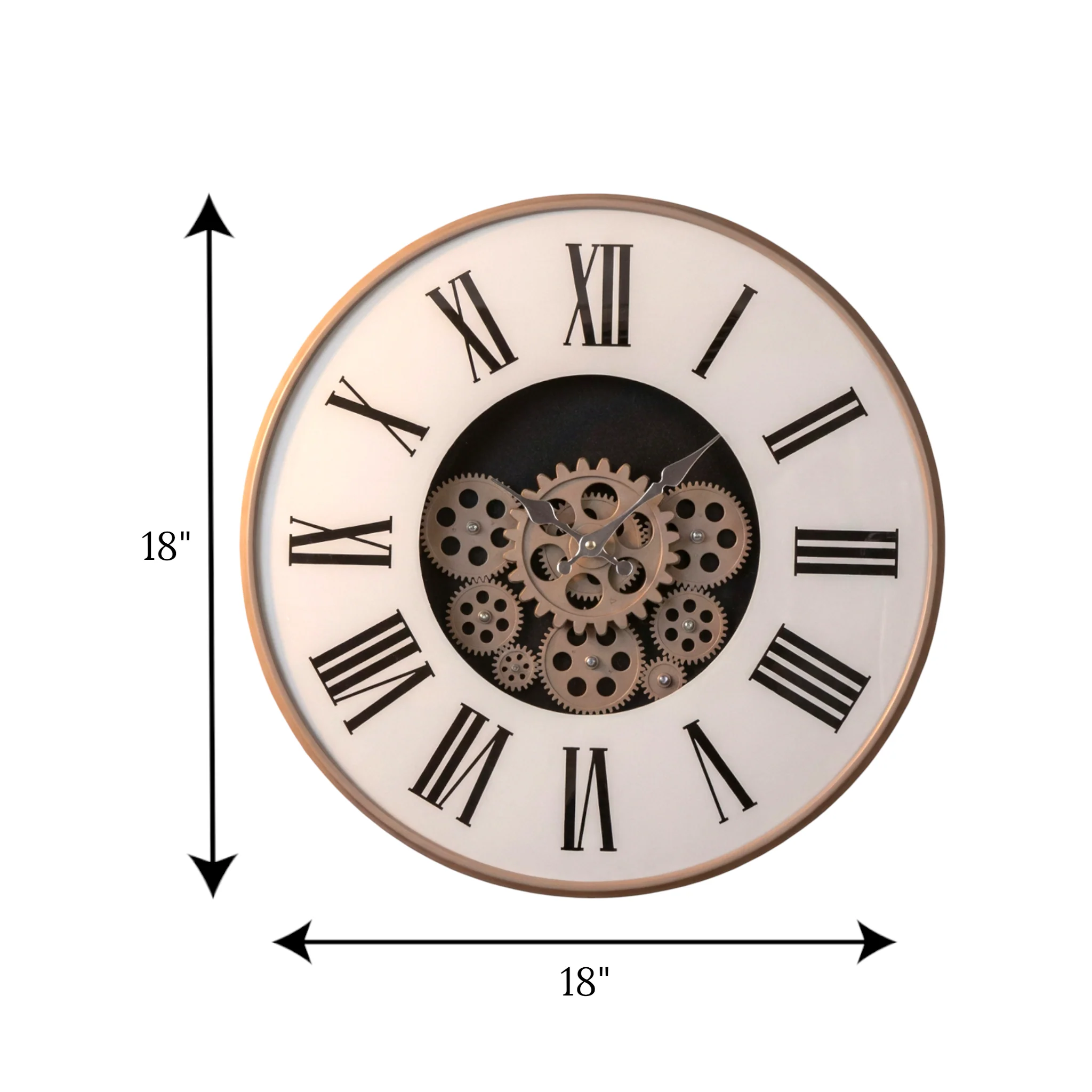 wall clock moving gear white roman china 18x18 - Image 2