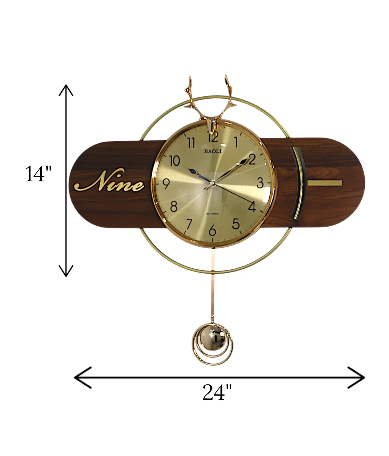 wall clock pendulum & deer brown china - Image 2