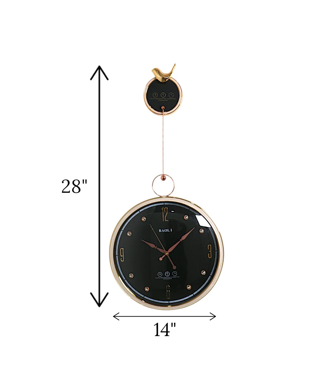 wall clock pendulum & sparrow black china - Image 2