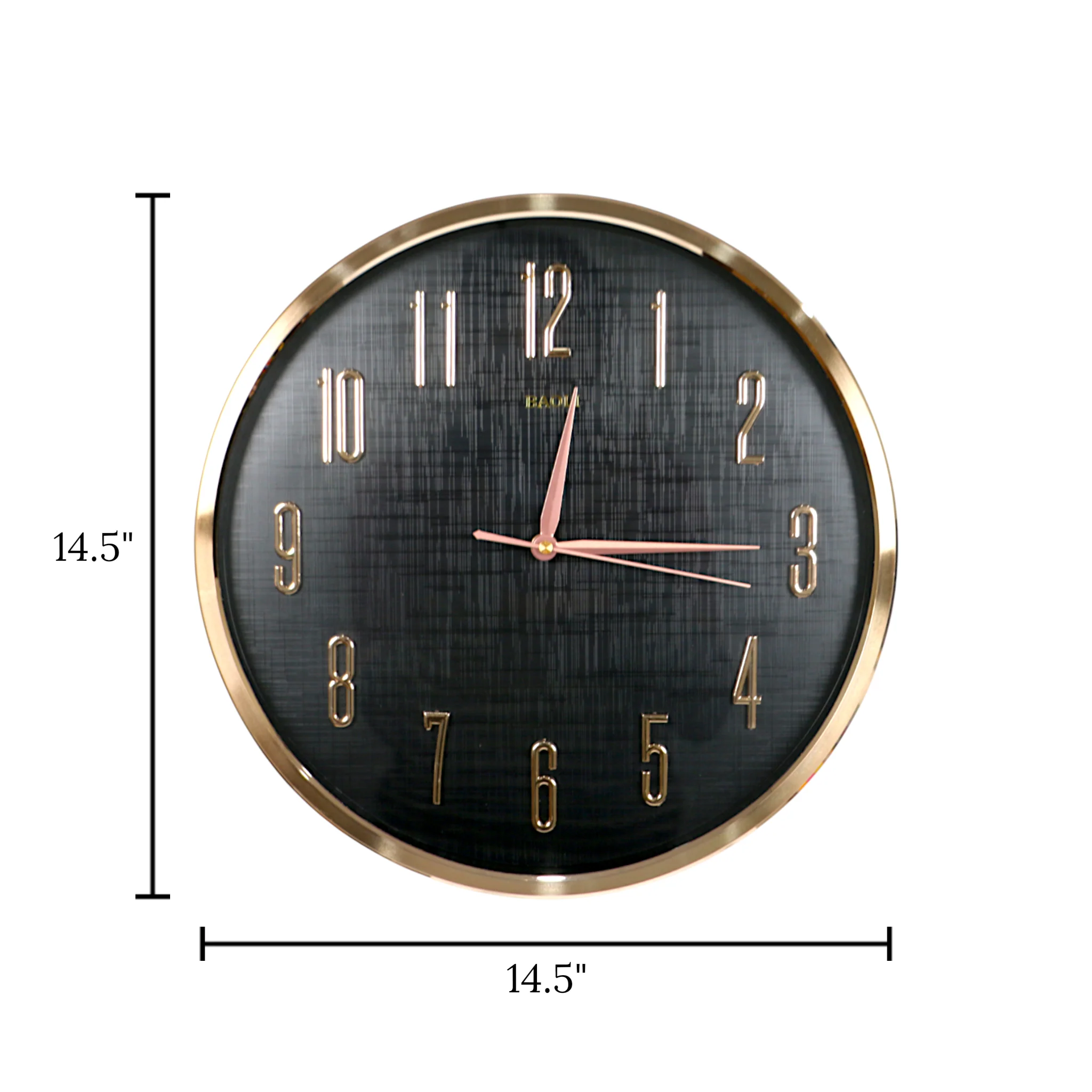 wall clock rose gold black china 14.5"x14.5" - Image 2