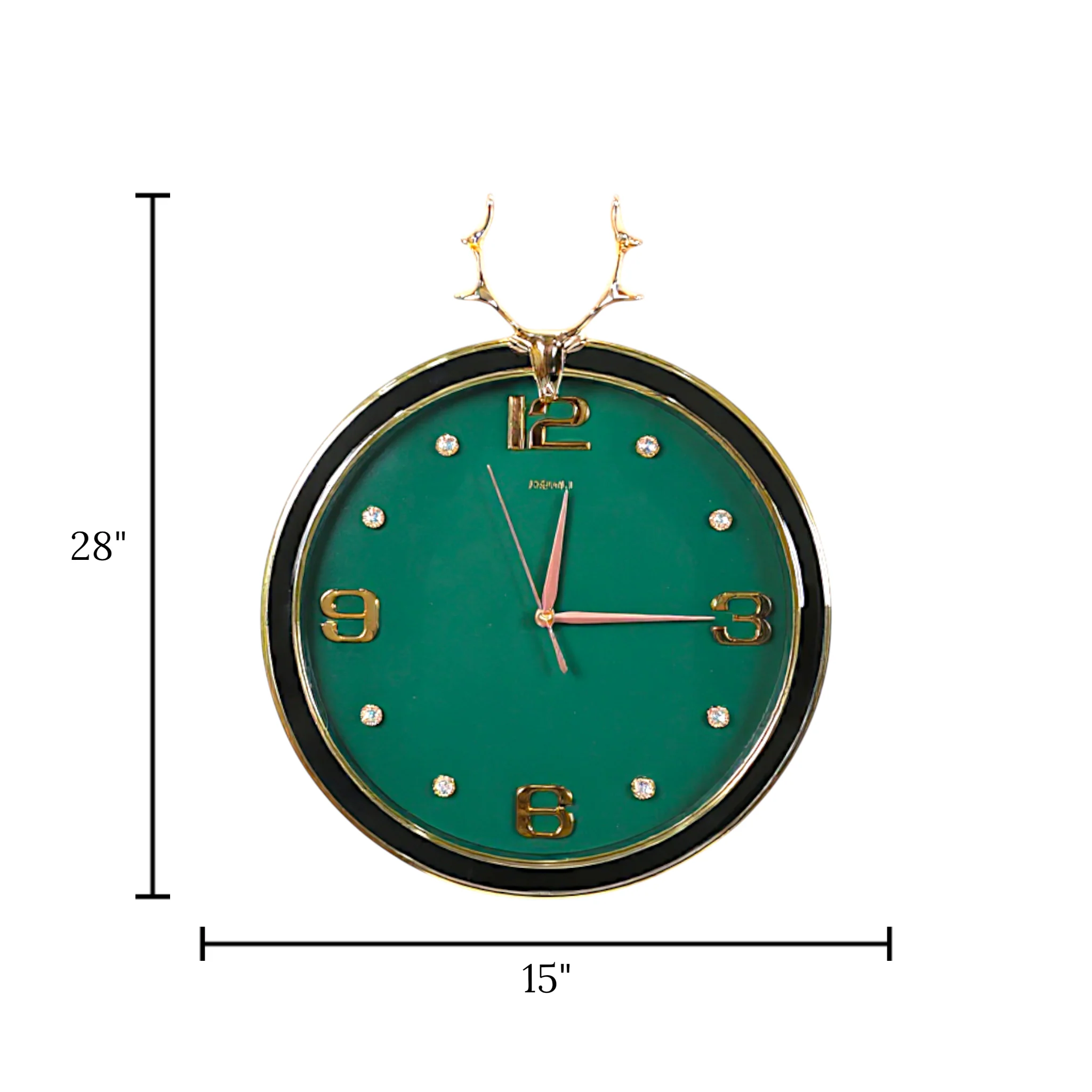 wall clock rose gold green with pendulum china 28"x15" - Image 2