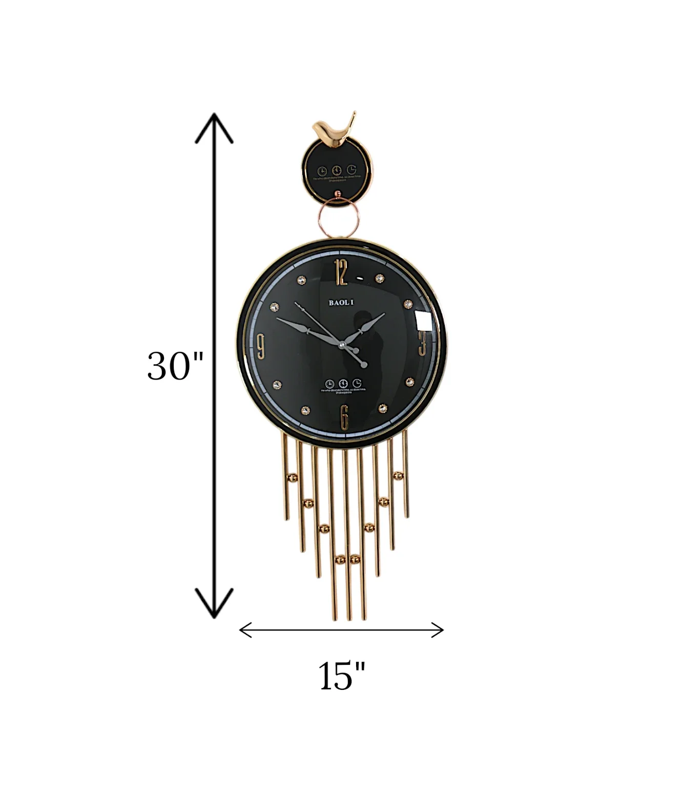 wall clock sparrow black & golden china "30x15" - Image 2
