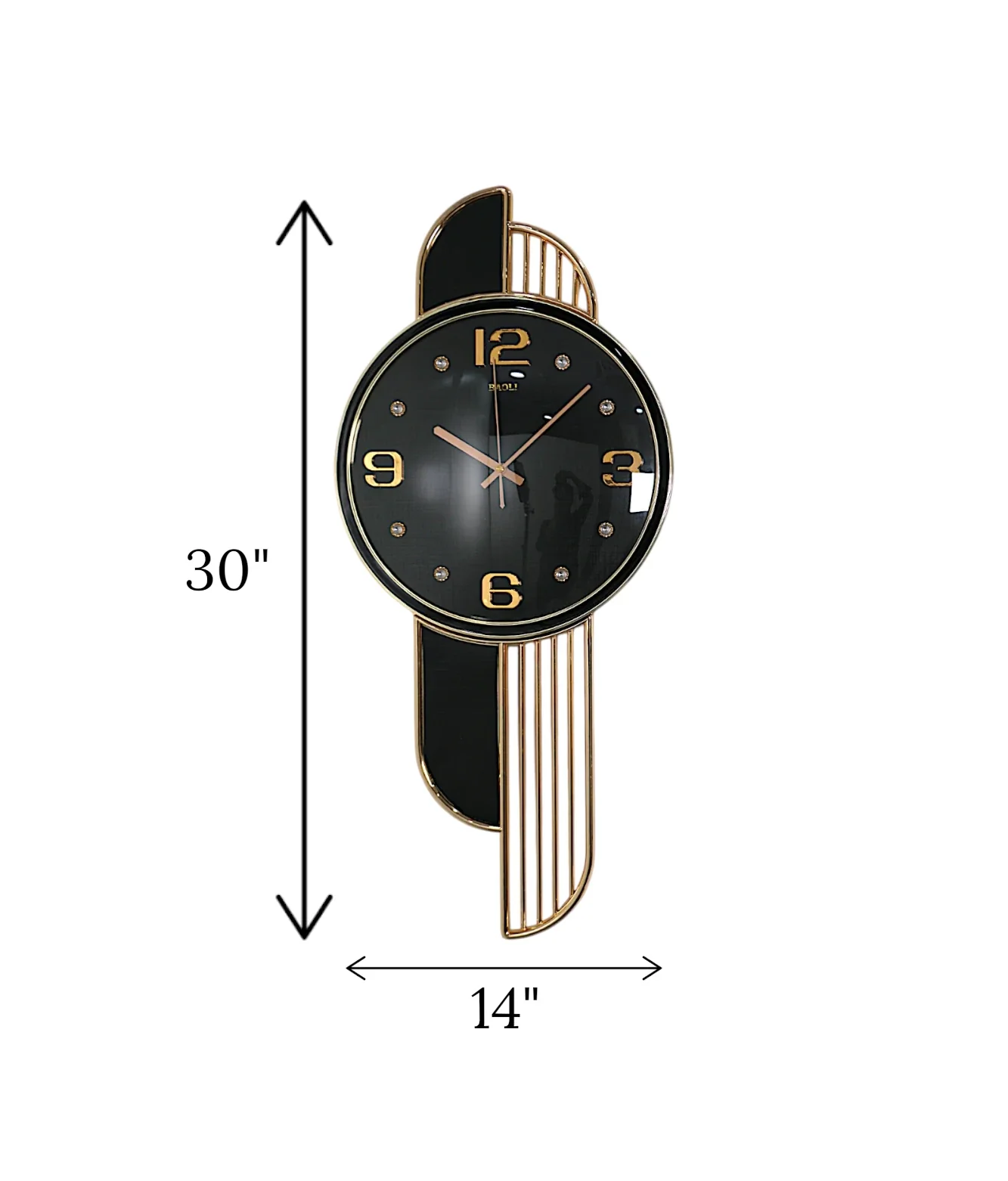 wall clock vertical lines black & golden china "26x25" - Image 2