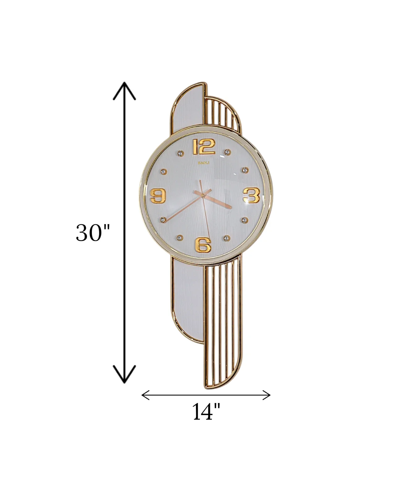 wall clock vertical lines white & golden china "26x25" - Image 2