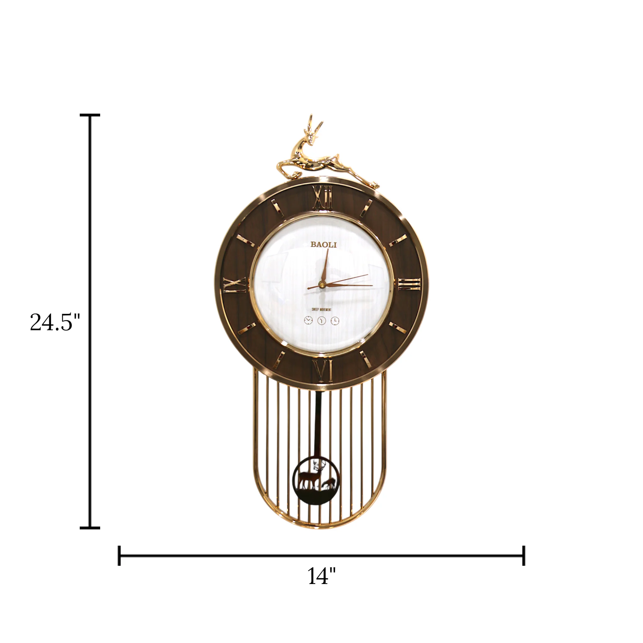 wall clock walnut white china 24.5"x14" - Image 2
