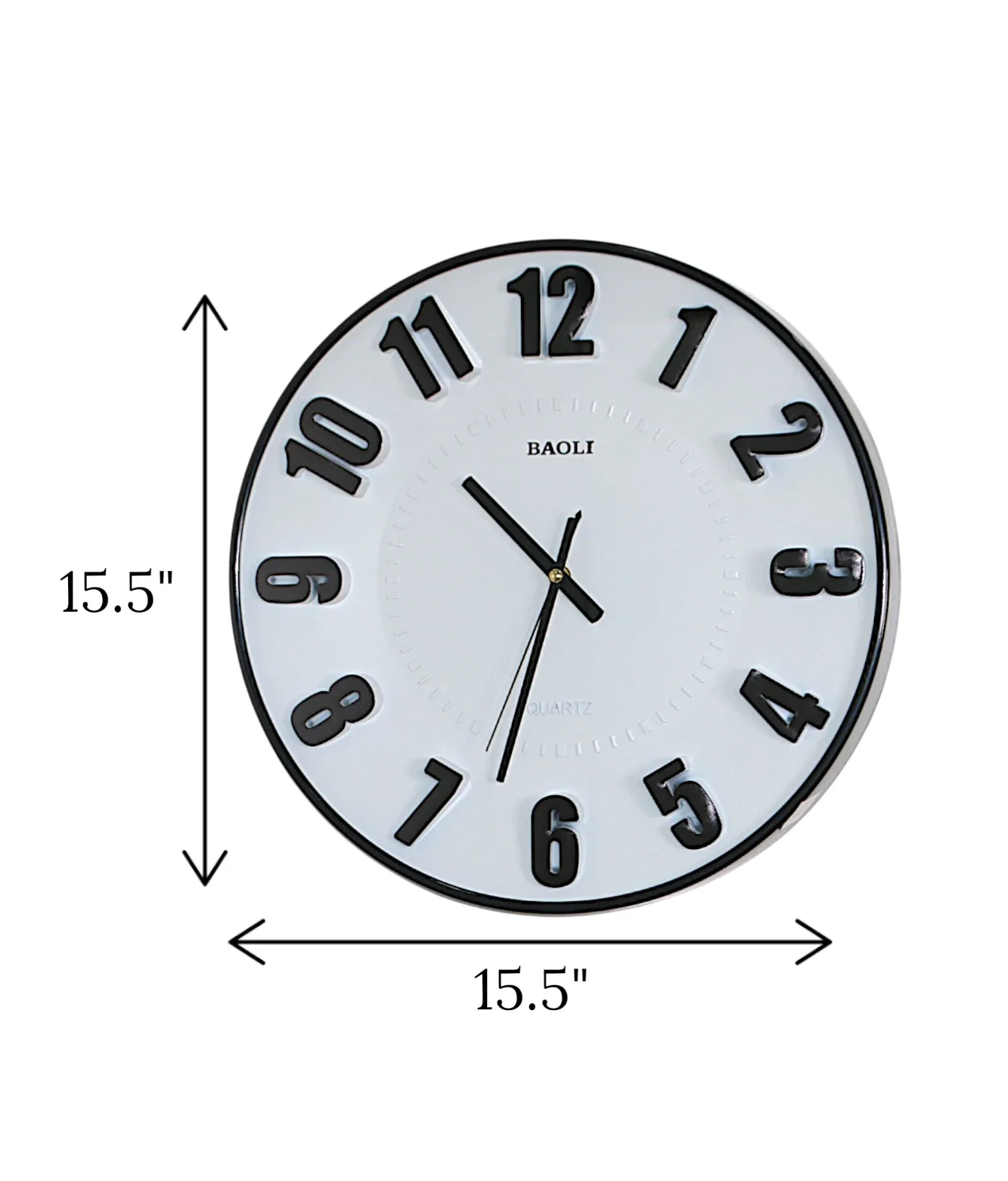 wall clock white & black china "15.5x15.5" - Image 2