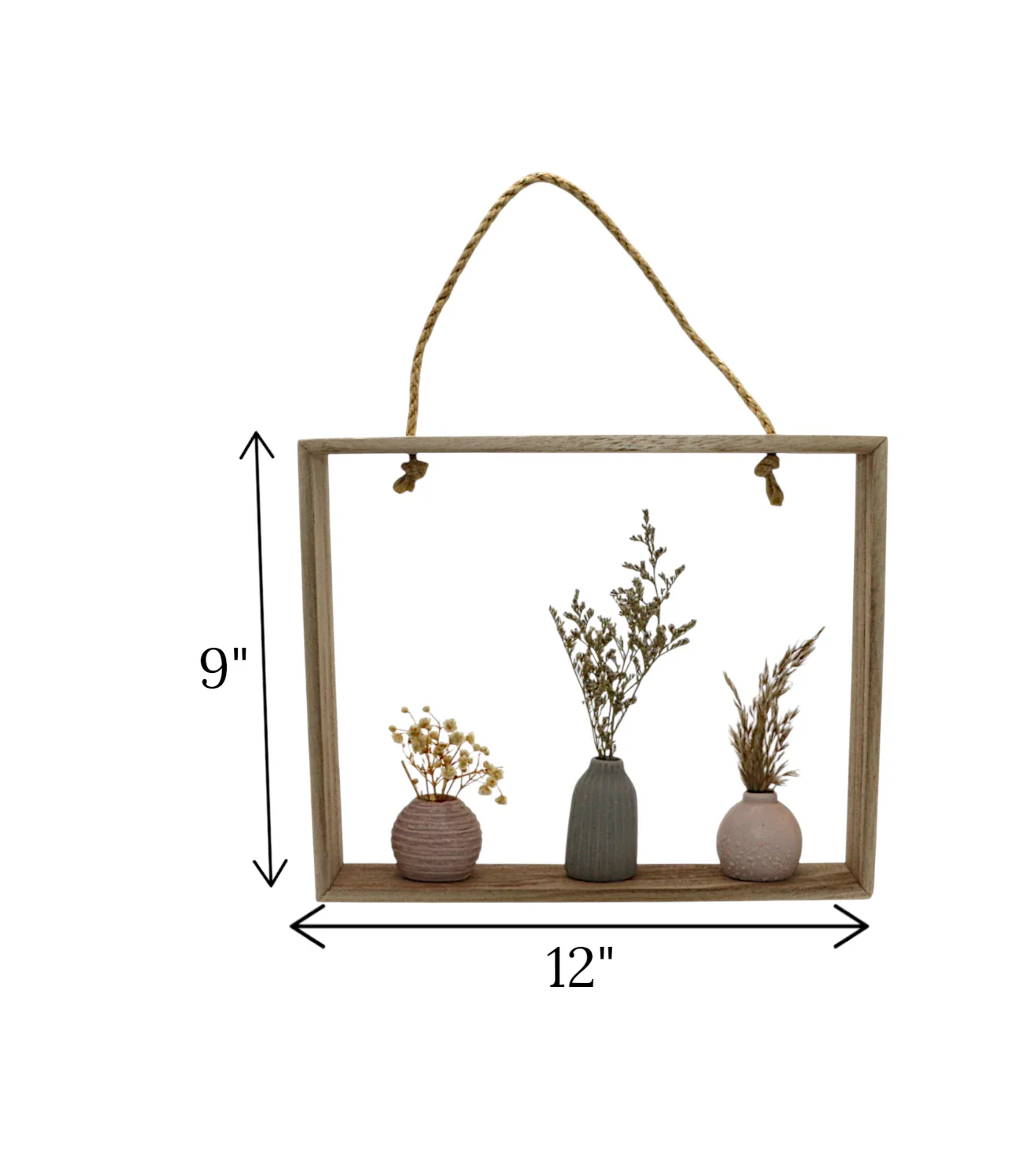 wall hanging wooden with three mini flower pot china - Image 2