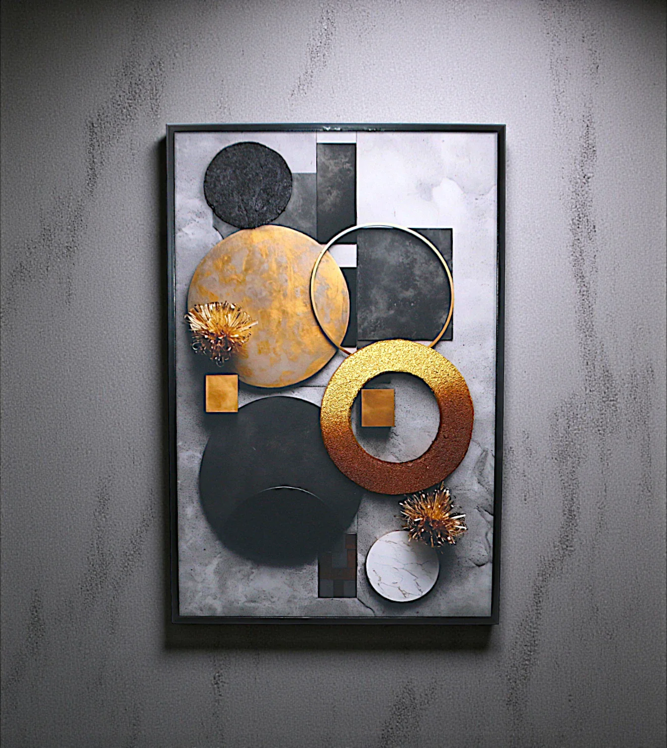 wall painting 3d circle yellow china "24x15.5"