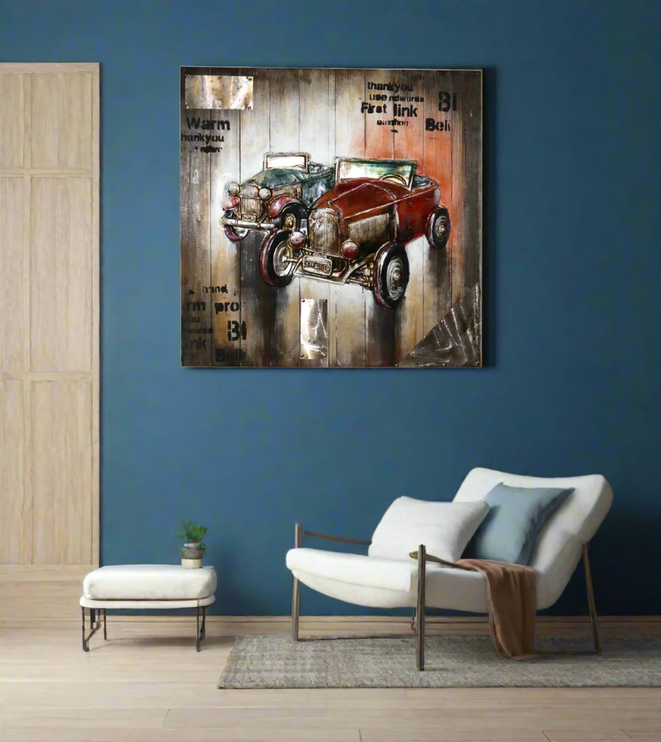 3d wood art scenery 2car 92x92cm china 1819