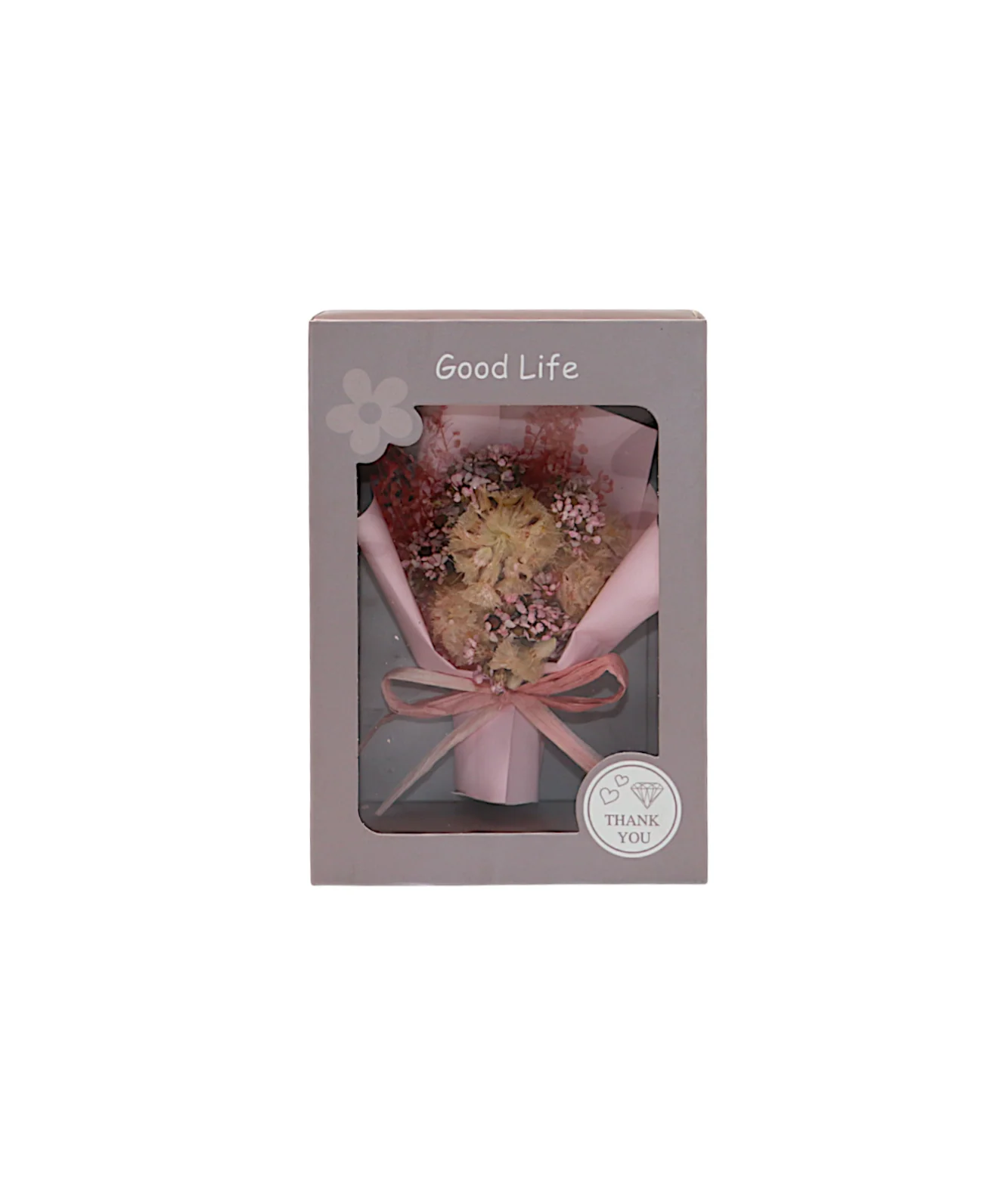 wish card with dry pink flower bouquet china (7"x5") - Image 2