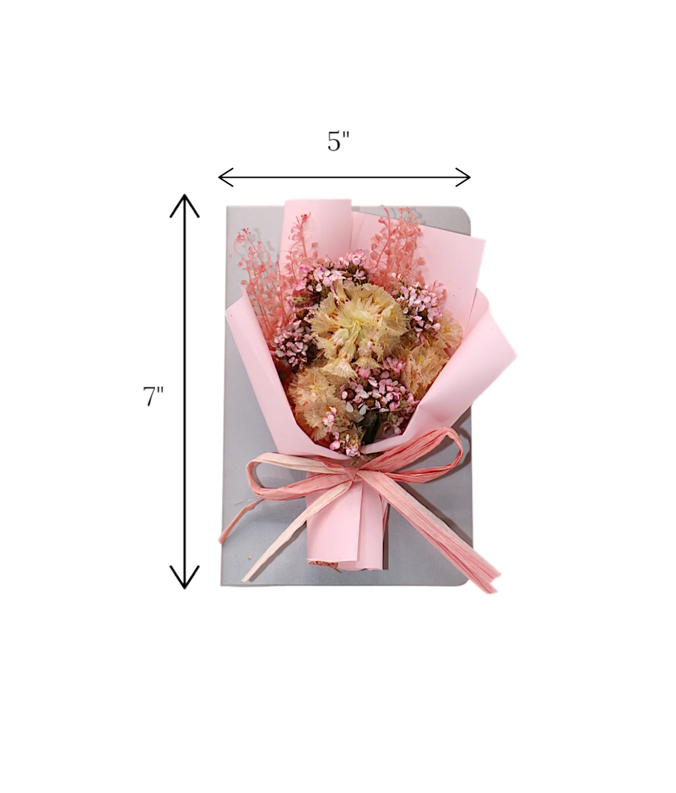 wish card with dry pink flower bouquet china (7"x5") - Image 3