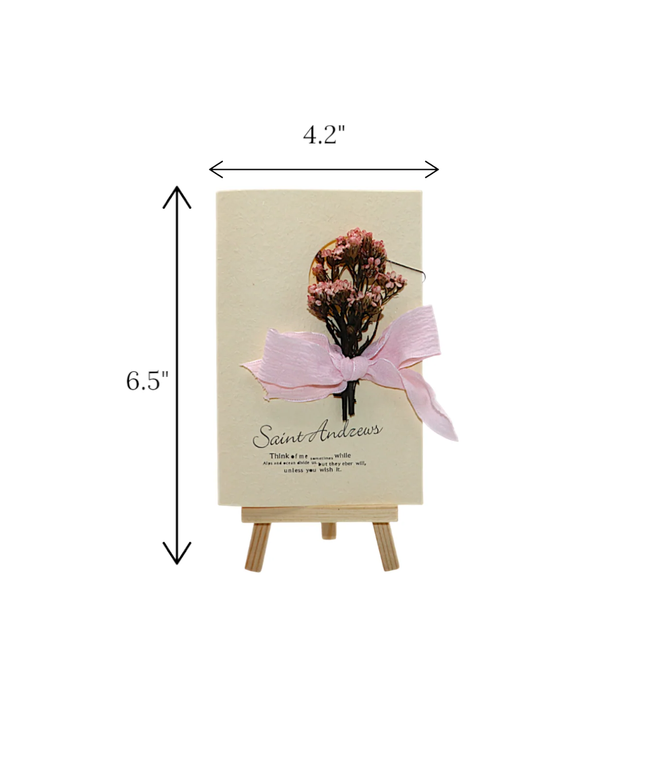 wish card with dry pink flower china (6.5"x4.2") - Image 2