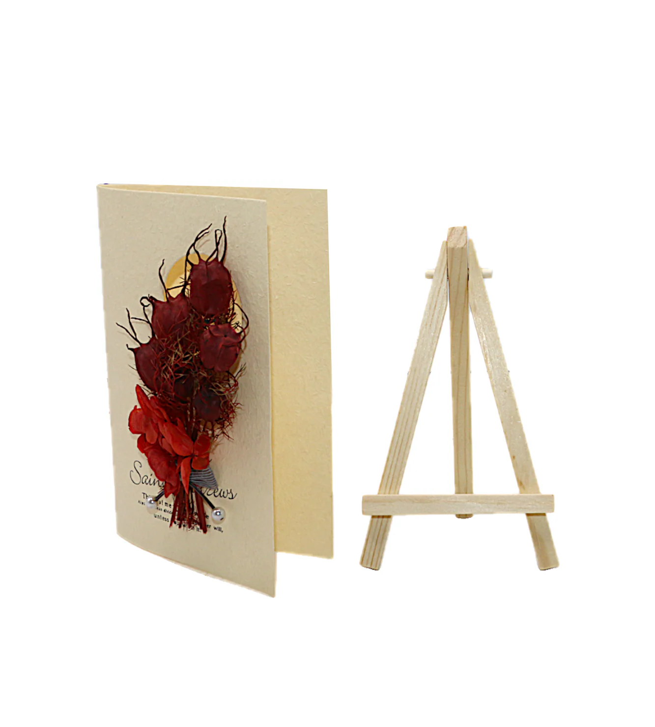 wish card with dry red flower china (6.5"x4.2") - Image 2