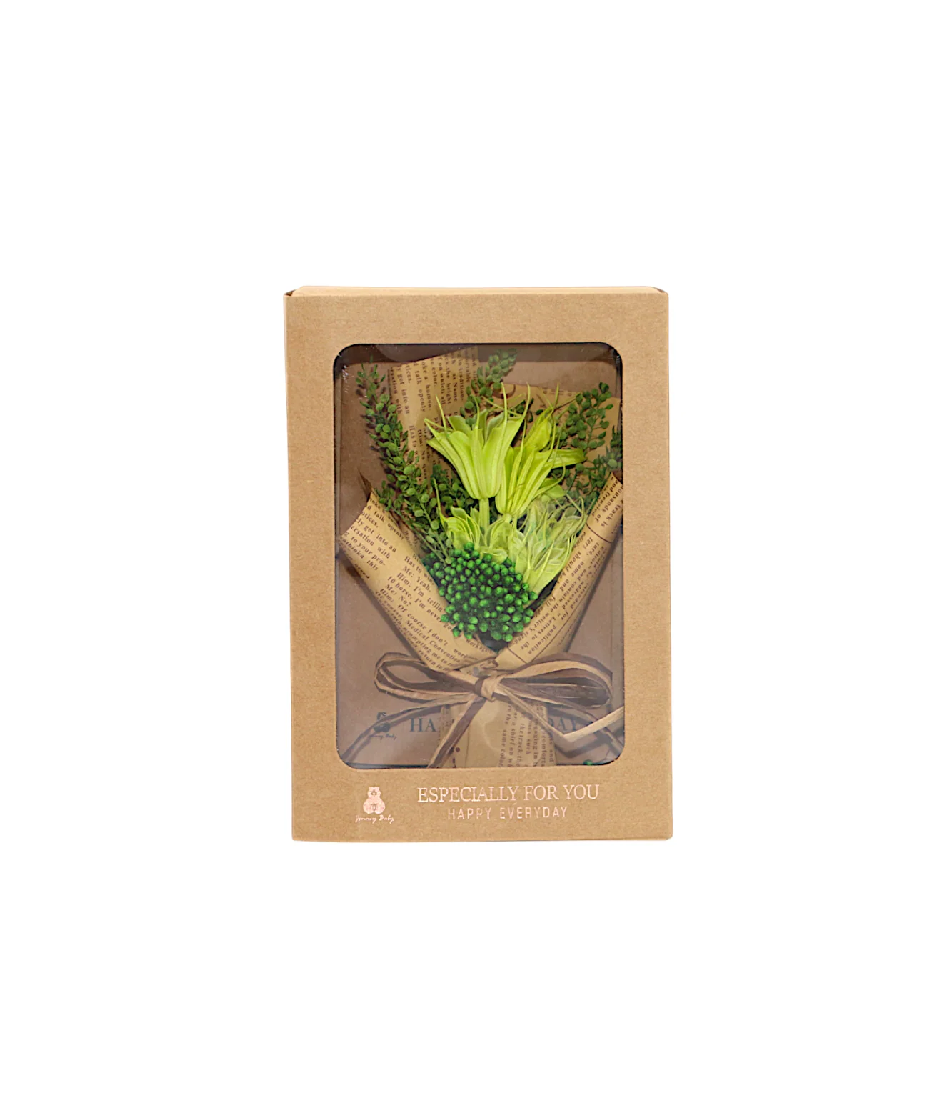 wish card with green flower bouquet china (7"x5") - Image 2