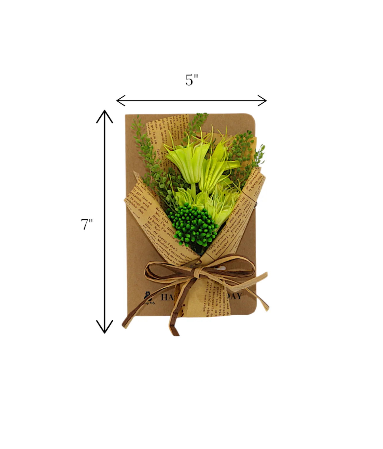 wish card with green flower bouquet china (7"x5") - Image 3