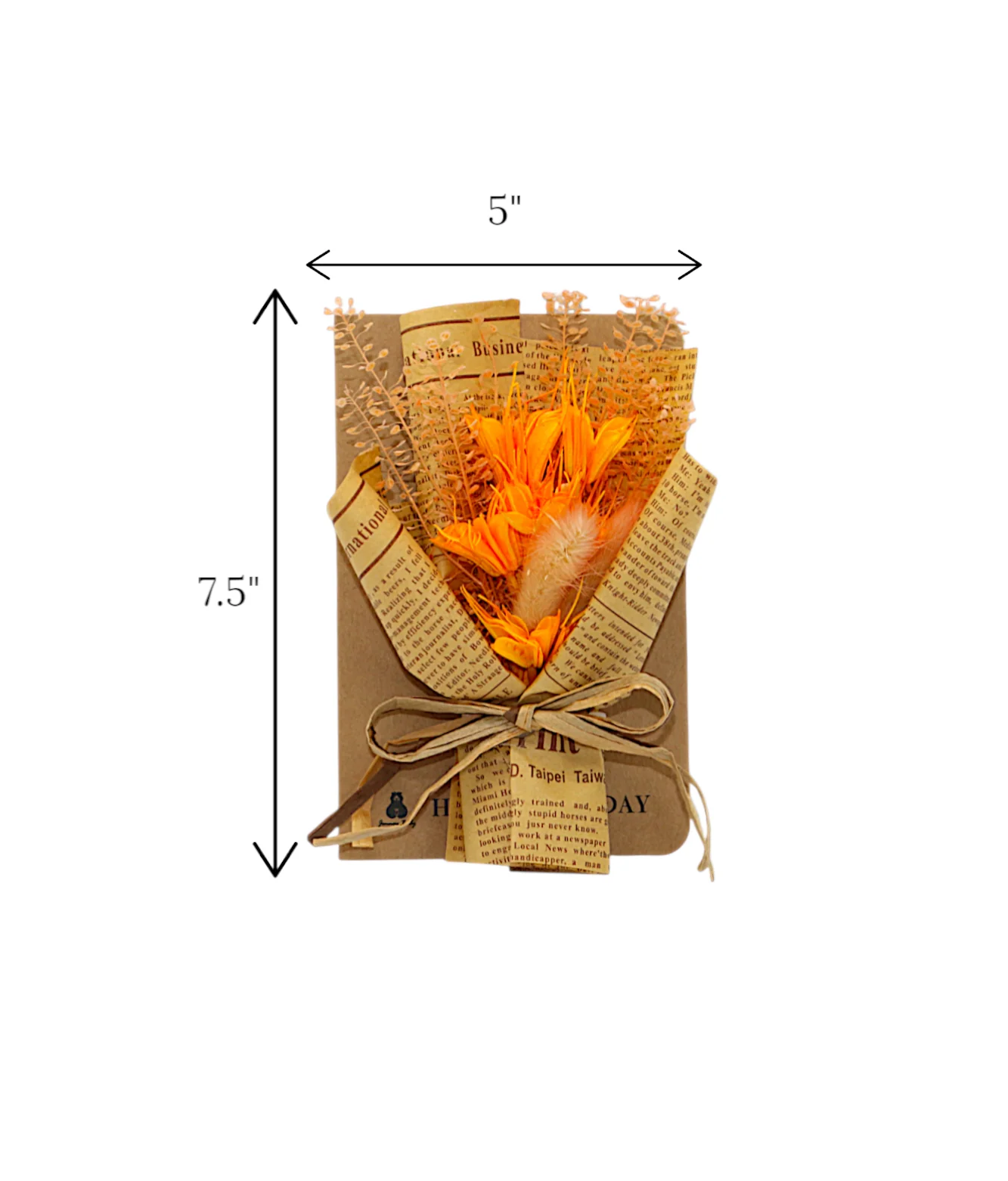 wish card with orange flower bouquet china (7.5"x5") - Image 3