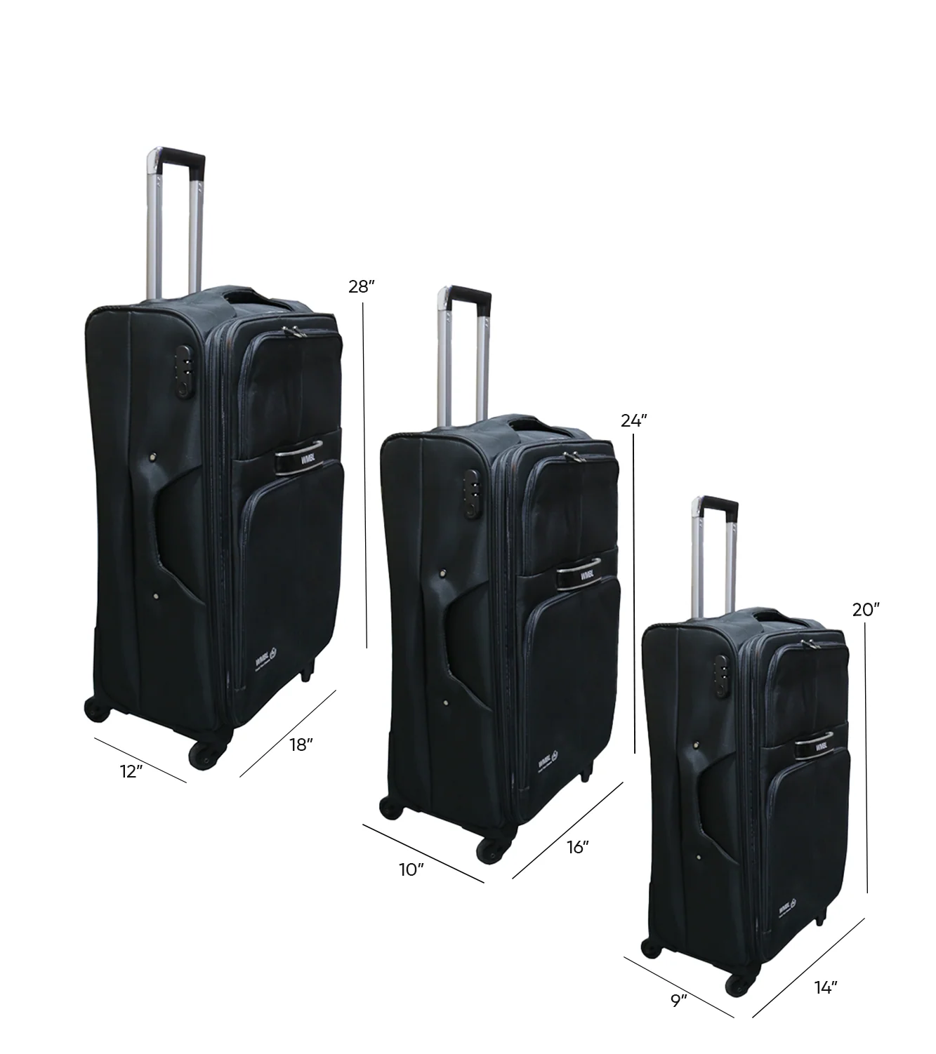 wmbl luggage trolley travel bag set china d083 - Image 2