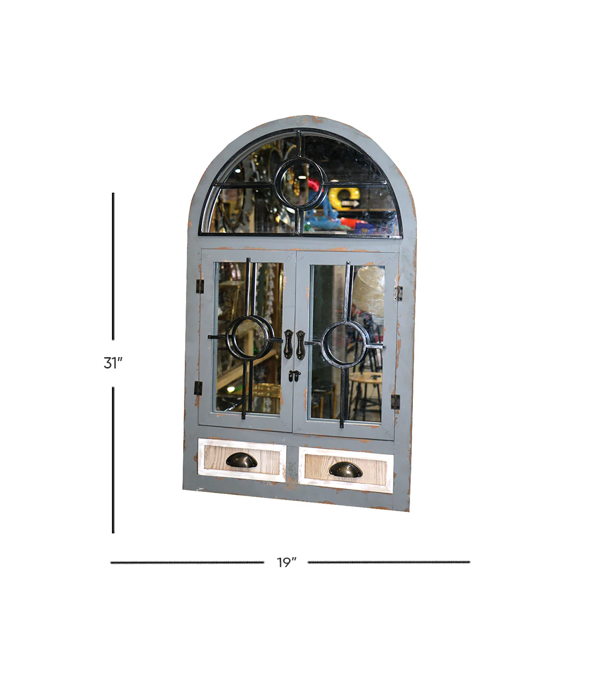 wood cut work wall decor window mirror 31''x19'' china 115 - Image 2