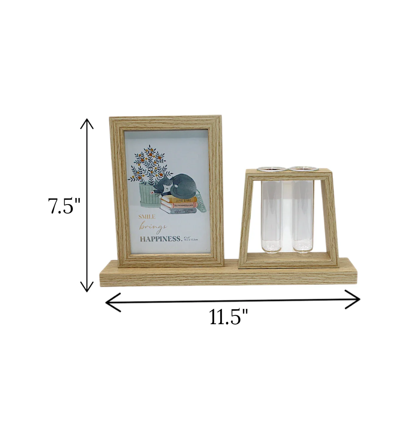 wood photo frame with 2 glass tube beige china "7.5x11.5" - Image 2