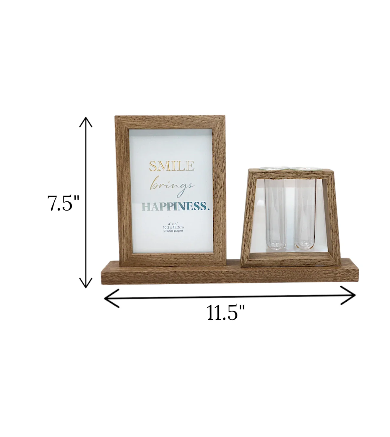 wood photo frame with 2 glass tube brown china "7.5x11.5" - Image 2