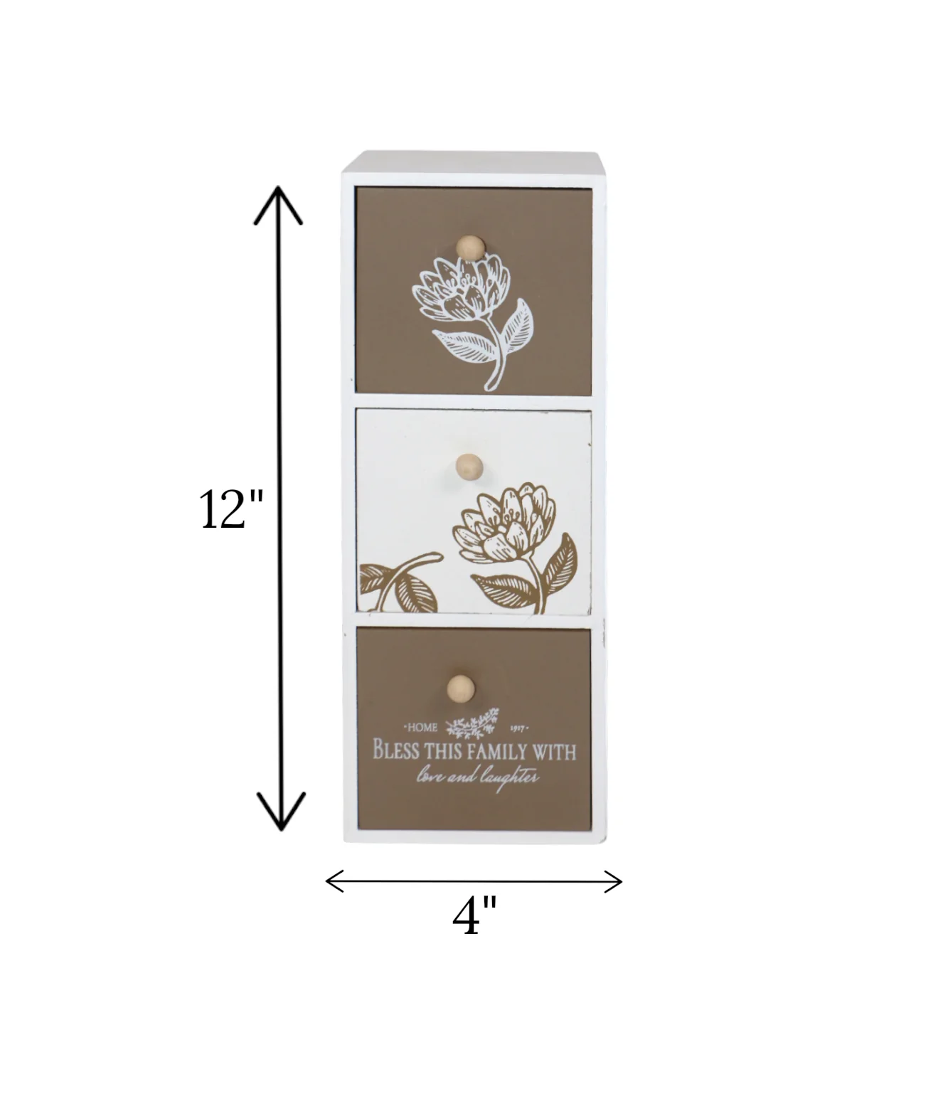wooden 3 mini drawer white china "12x4" - Image 2