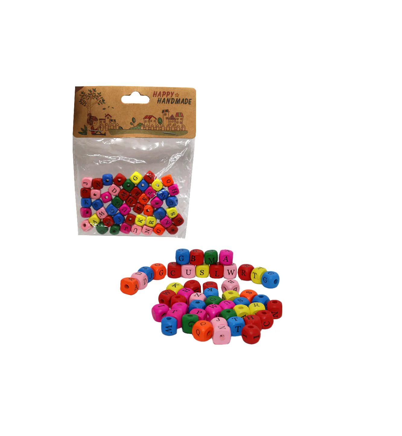 wooden bright color alphabet beads cube for art