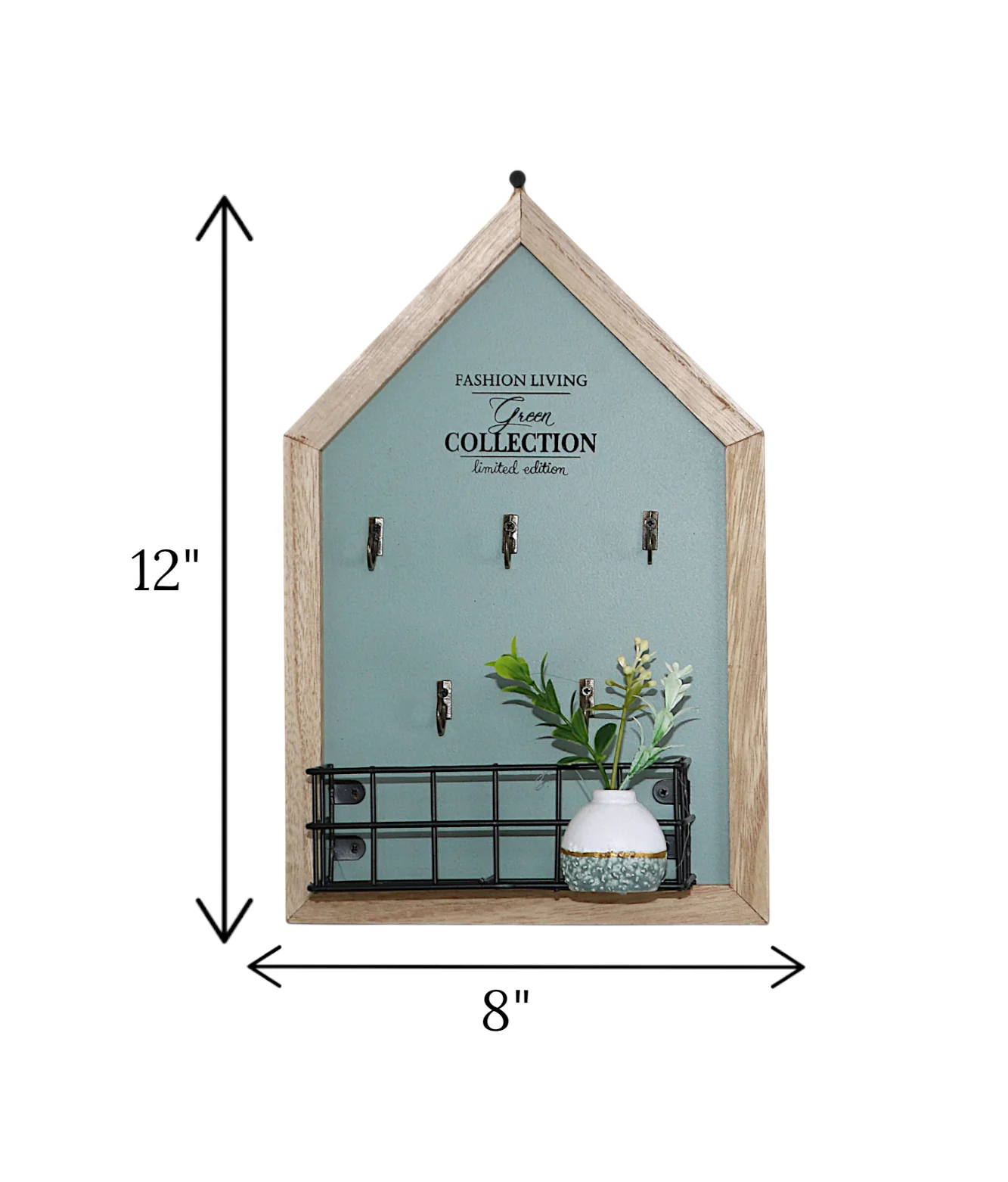 wooden wall hanging house with pot china "12x8" - Image 2