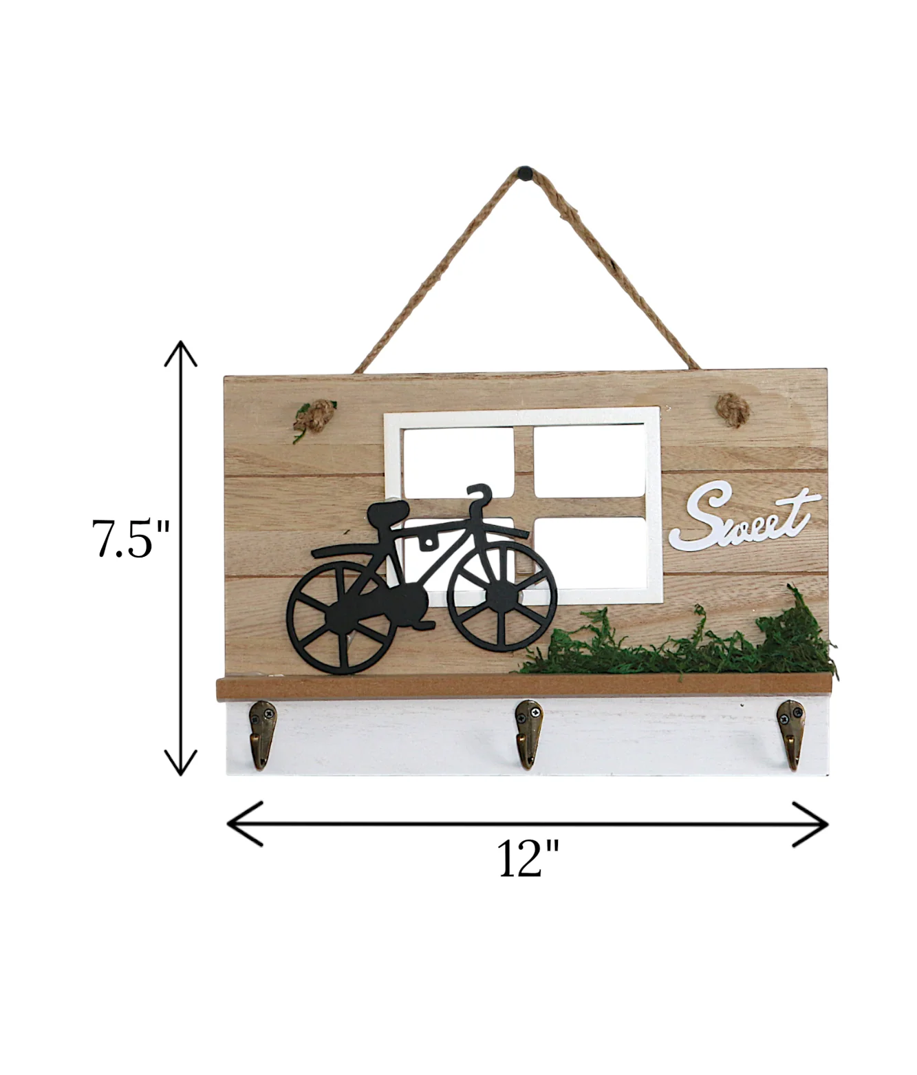 wooden wall hanging rectangle bicycle china "12x7.5" - Image 2