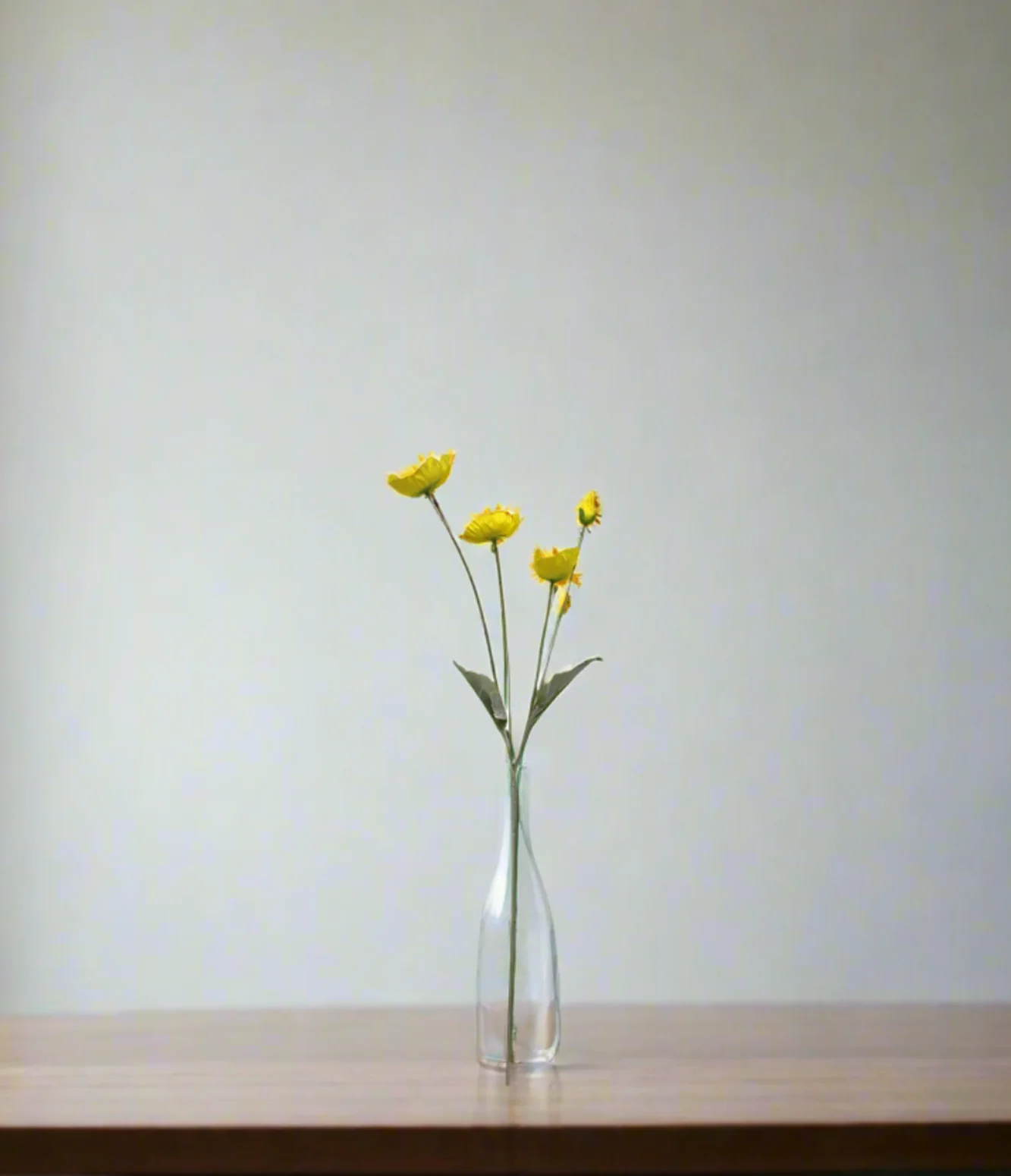 yellow poppy flower branch 23" china d304