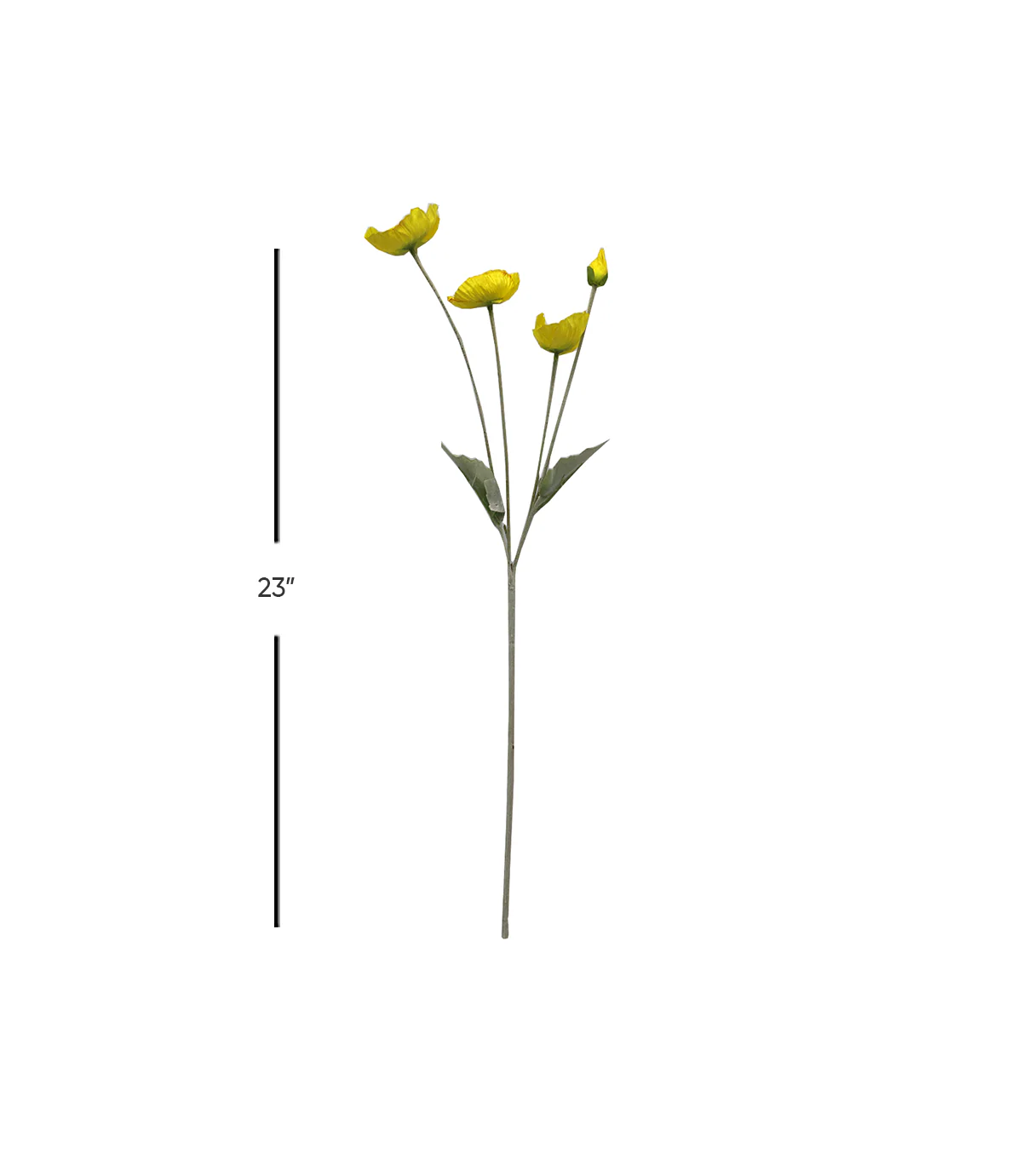 yellow poppy flower branch 23" china d304 - Image 2